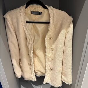 Cream Textured Women's Blazer